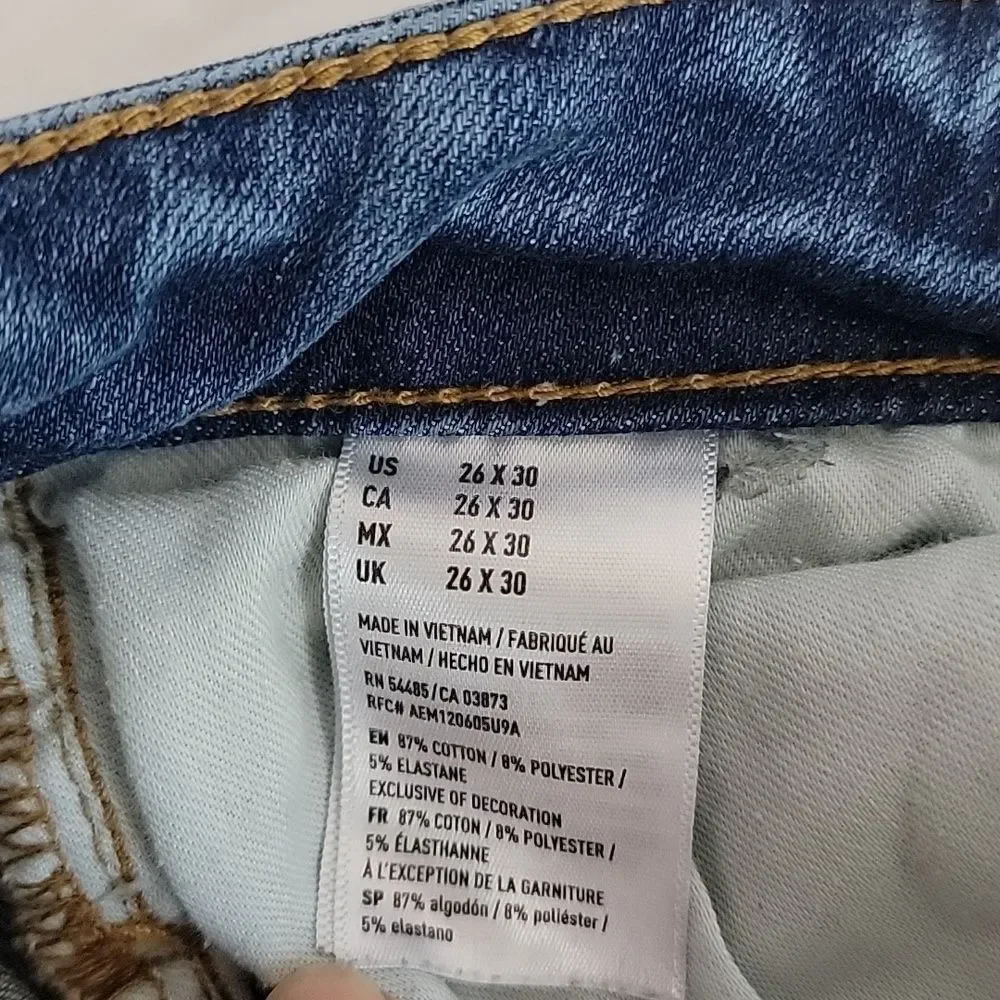 American Eagle 360° Extreme Flex Slim Straight Blue Jeans Womens Size 26